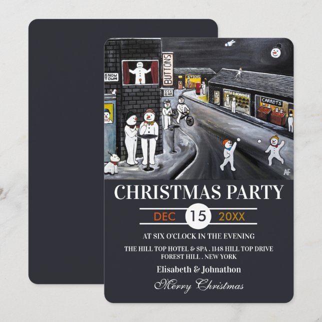 Convites Snow Town Christmas Party (Frente/Verso)