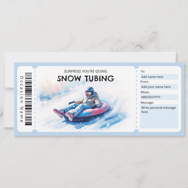 Convites Snow Tubing Gift Certificate (Frente)