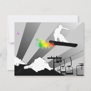 Convites snowboard : trilha de pó arco-íris