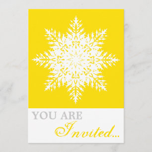 Convites Snowflake - amarelo, casamento no inverno branco