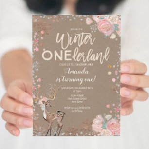Convites Snowflake ONEderland primeiro aniversario Invitati