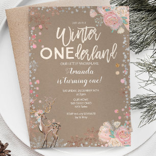 Convites Snowflake ONEderland primeiro aniversario Invitati