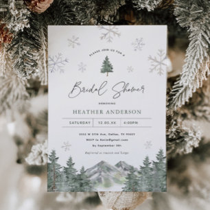 Convites Snowflake Pine Winter Bridal Shower Invitation