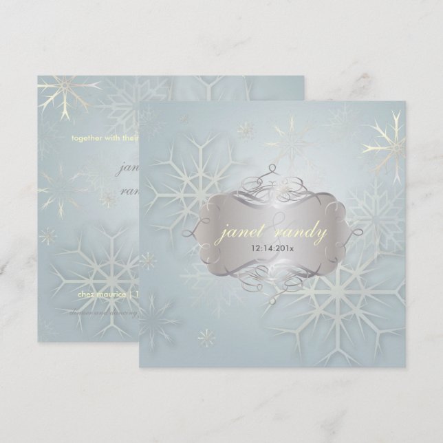 Convites SNOWFLAKES/CASAMENTO NO INVERNO PixDezines (Frente/Verso)