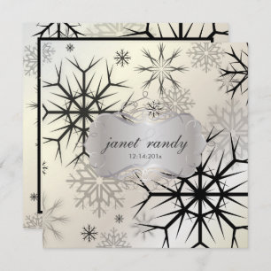 Convites SNOWFLAKES/CASAMENTO NO INVERNO PRETOS PixDezines