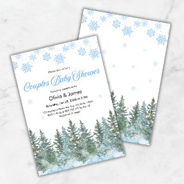 Convites Snowflakes Pine Trees Winter Couples Baby Shower