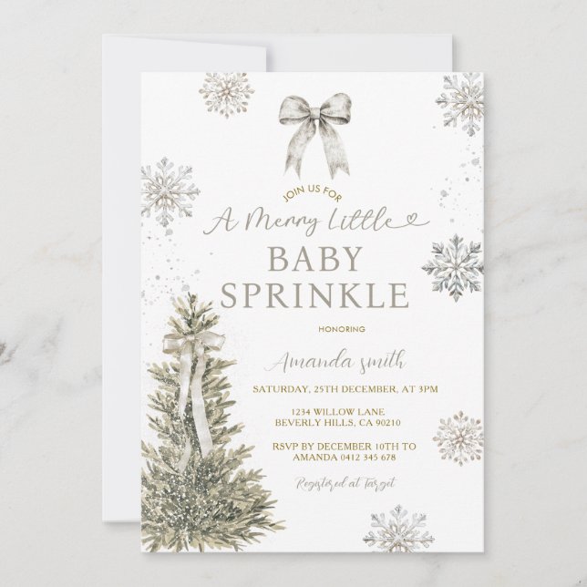 Convites Snowflakes Silver Baby Sprinkle Invite (Frente)