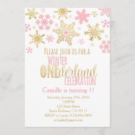 Convites Snowflakes Winter ONE derland Birthday Invitation