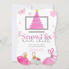 Convites SnowFlix and Chill Christmas Movie Invitation