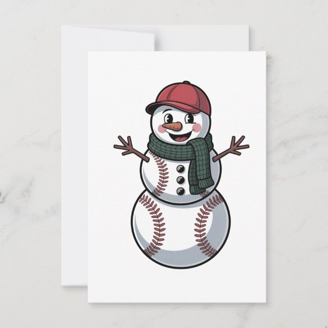 Convites Snowman Baseball Papais noeis de Natal Baseball Ba (Frente)
