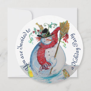 CONVITES SNOWMAN BÊBADO COM AVES FESTA DE FERIADO DO INVERN