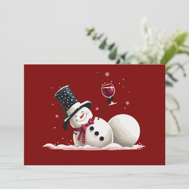 Convites Snowman Com Natal De Vinho Feriado De Natal (Em pé/Frente)