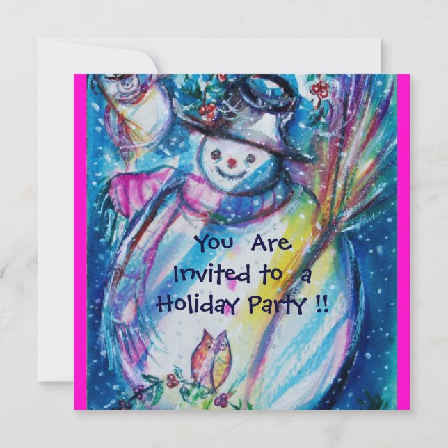 CONVITES SNOWMAN COM OWL, FESTA DE FERIADO (Frente)