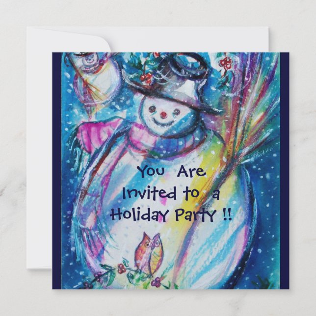 CONVITES SNOWMAN COM OWL, FESTA DE FERIADO (Frente)