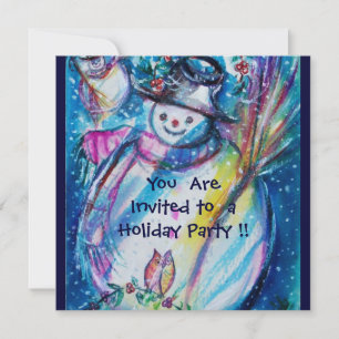 CONVITES SNOWMAN COM OWL, FESTA DE FERIADO