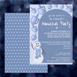 Convites Snowman Dreidels Festa Feriada Cute Hanukkah