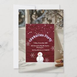 Convites Snowman e Snowflakes Tema Vermelho - Festa de Nata