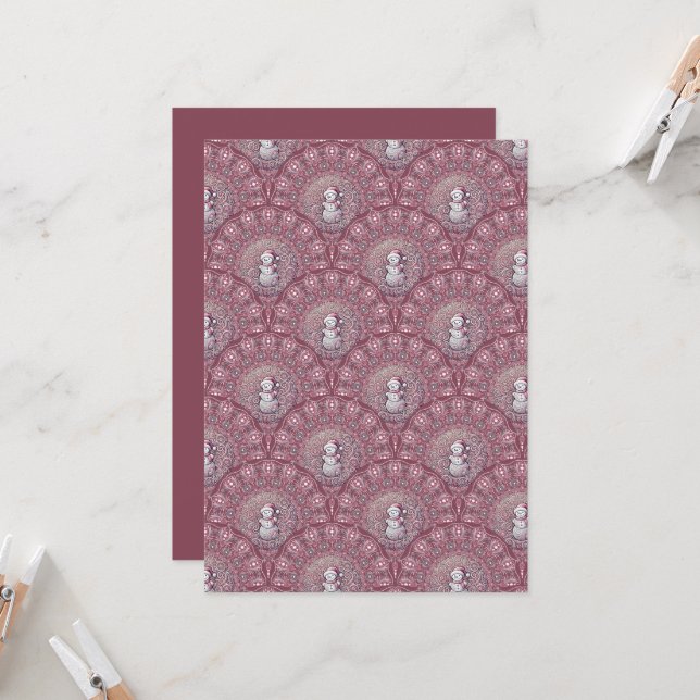 Convites Snowman Mandala Scallop Cinza Imprimível (Frente/Verso In Situ)