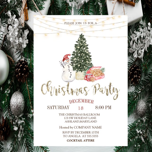 Convites Snowman, Pine Tree, Cookies Festa de Natal (Criador carregado)