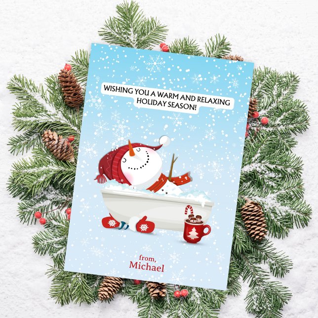 Convites Snowman Soaking Christmas Card (Pair this fun Christmas card with a mug or Starbucks gift card and warm up someone's holiday season.)