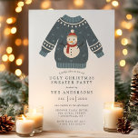 Convites Snowman Tackly Festa de Suéter de Natal Feio<br><div class="desc">Snowman Tacky Ugly Christmas Sweater Convite de festas. Personalize este design de feriado personalizado com os detalhes do seu próprio partido. Perfeito para um janto de Natal da família ou para uma festa de feriado corporativo!</div>