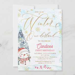 Convites Snowman Winter One derland Birthday Invitation