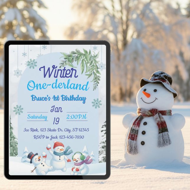 Convites Snowmen Winter One derland primeiro aniversario (Criador carregado)