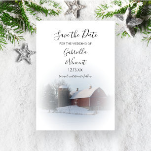 Convites Snowy Barn e Silo Casamento no inverno Salvem a Da