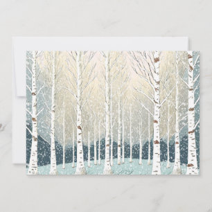 Convites Snowy Birch Trees Teal ID1003