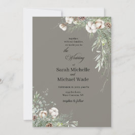 Convites Snowy Greenery Wedding Invitation