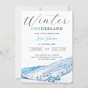 Convites Snowy Mountain Winter ONEderland primeiro aniversa