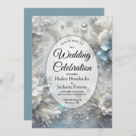 Convites Snowy Petals in Frozen Bloom Wedding