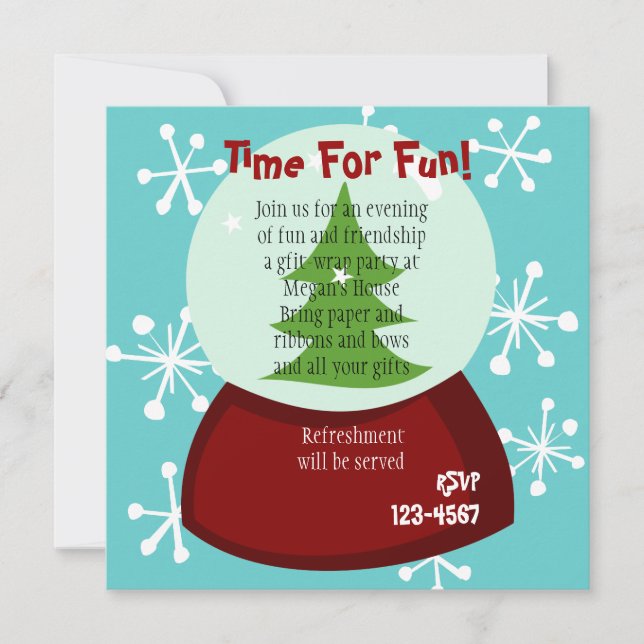 Convites Snowy Snow-Globe (Frente)