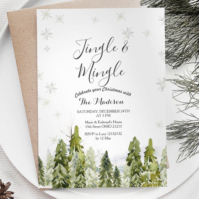 Convites Snowy Winter Jingle & Mingle Winter Invitation (Criador carregado)