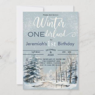 Convites Snowy Winter ONEderland primeiro aniversario Boy