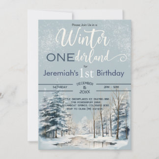 Convites Snowy Winter ONEderland primeiro aniversario Boy