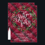 Convites Snowy Winter Red Floral Wreath Flannel Natal<br><div class="desc">Este convite de festas de Natal virtual, rústico e festivo, é perfeito para as férias deste ano. Apresenta poinsetos vermelhos e verdes, pintados manualmente, flores, bagas ocas, e coroa de mariposa sobre a queda de neve e xadrez/flanela vermelho e preto vermelho e vermelho-lenhoso. A parte de trás do cartão também...</div>