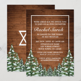 Convites Snowy Wood & Forest Rural Pine Bar Bat Mitzvah