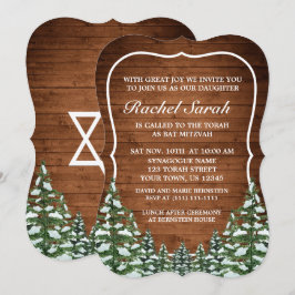 Convites Snowy Wood & Forest Rural Pine Bar Bat Mitzvah