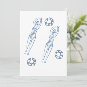 Convites Snychro Artista Swimmers Blue Illustration