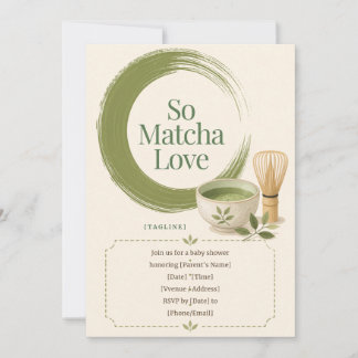 Convites So Matcha Love Zen Baby Shower Invitation