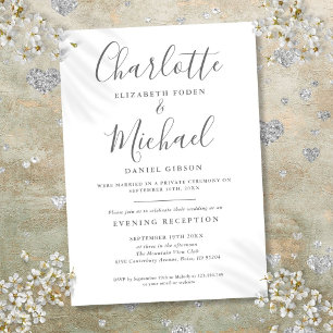 Convites Só Recepção Cinza E Branco Casamento Script