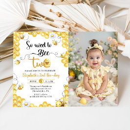 Convites So Sweet To Bee 2nd Birthday Photo Invitation