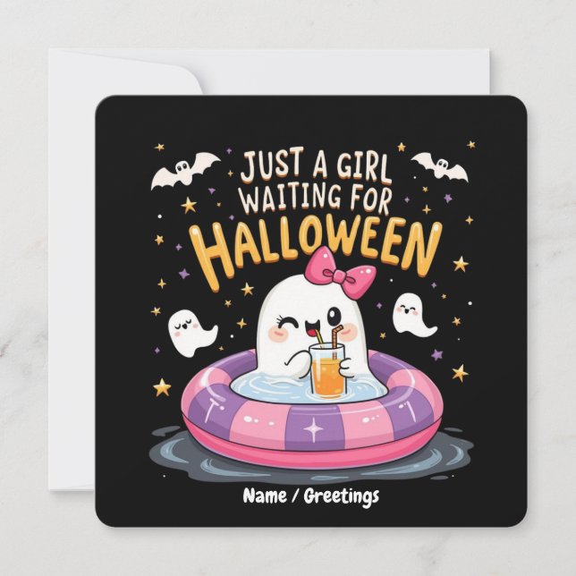 Convites Só Uma Garota Esperando O Verão De Halloween (Frente)