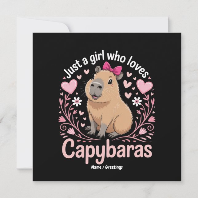 Convites Só uma garota que ama Capybaras Engraçado Presente (Frente)