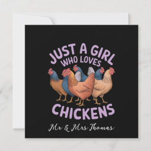 Convites Só uma garota que ama frango para os amantes de Ci