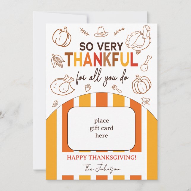 Convites So Very Thankful Fall Thanksgiving Gift Card Holde (Frente)