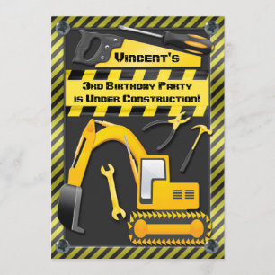 Convites Sob a construção a festa de aniversário utiliza