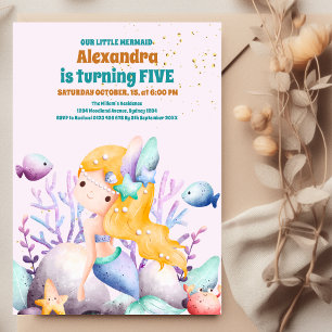 Convites Sob a Festa de aniversário de Sereia das Aquarelas