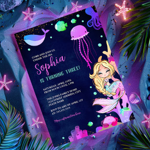Convites Sob a Festa de aniversário de Sereia Sea Sparkle